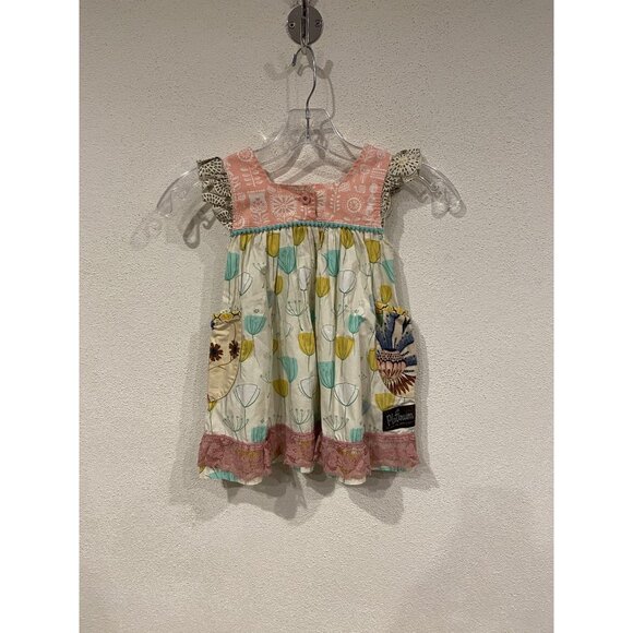 Matilda Jane Platinum Top Girls 4 Floral Patch Pockets Lace Trim Pink Ivory - Picture 4 of 4